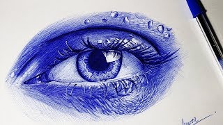 Ball point pen drawing  - iris // step by step tutorial