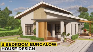 3 BEDROOM BUNGALOW HOUSE DESIGN | 8x12 Meters