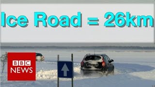 How to drive along a 26km ice road - BBC News