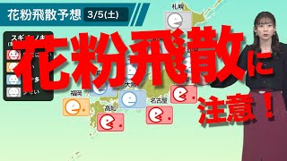 西日本・東日本太平洋側を中心に花粉飛散に注意