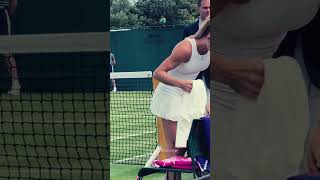 Camila Giorgi getting ready in her Wimbledon whites at the 2023 Wimbledon Championships