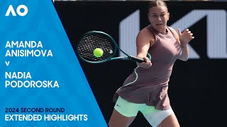 Amanda Anisimova v Nadia Podoroska Extended Highlights | Australian Open 2024 Second Round