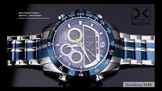 NAVIFORCE NF9188 Blue Silver Dual Display Men Watch