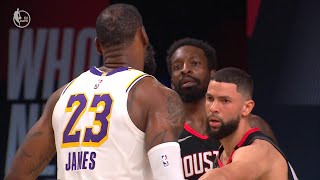 Austin Rivers inadvertedly hits LeBron James in the head with the ball and gets scared