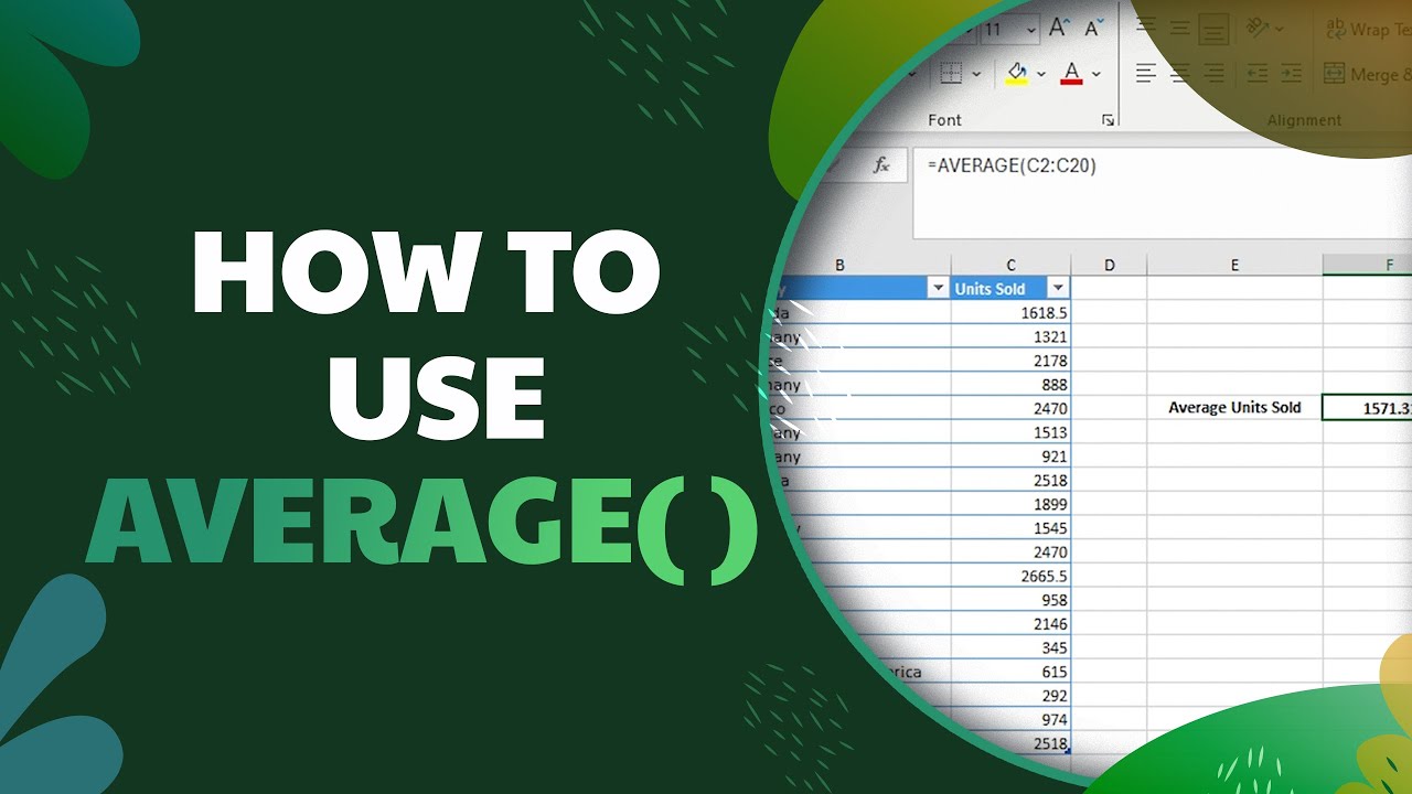 How To Use AVERAGE() Function In Excel | Excel Function #13 - YouTube