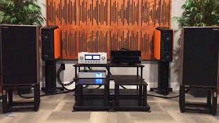 Harbeth 40.2 Anniversary Edition with Ton Trager Stands and Luxman 509ix Integrated.