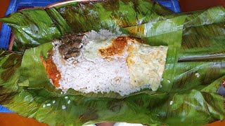 EATING Pothichoru packed in Banana leaf | வாழை இலையில் பொதி சோறு