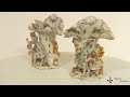 vintage pair delightful dresden style porcelain spill vases