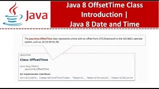 Java 8 OffsetTime Class Introduction | Java 8 Date and Time | Java Date and Time