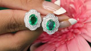 Sparkly Emerald Studs Earrings