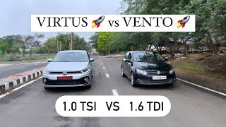 DREG RACE : VW VIRTUS VS VW VENTO TDI😈(1.0TSI VS 1.6 TDI)🚀🚀