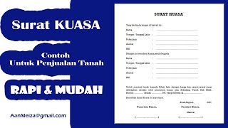 Cara Membuat Surat Kuasa Part II  | Contoh Surat Kuasa Untuk Penjualan Tanah