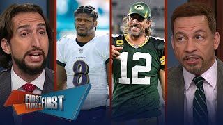 Lamar Jackson gets non-exclusive tag from Ravens, Rodgers meets with Jets | NFL | FIRST THINGS FIRST