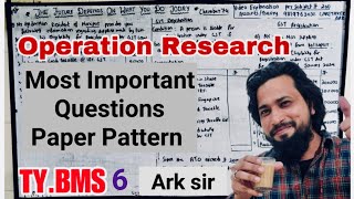 Ty Bms Sem 6 Finance|❤️2025❤️|OPERATION RESEARCH #OR|Important Question| Mumbai University| ARk sir