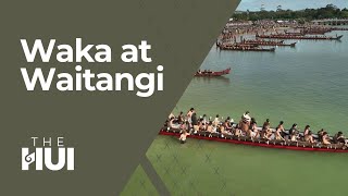 20 waka joined the flotilla, with Ngātokimatawhaorua leading the way at Waitangi | The Hui 2025