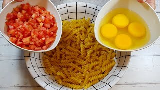 Take pasta, 1 tomato and 4 eggs and make an easy, quick and delicious dinner