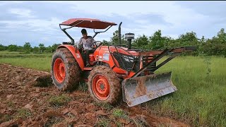 Tractor Kubota M7040 Plowing, ត្រាក់ទ័រភ្ជួរដី, Kosal Video Tractor