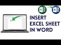 How To Insert Excel Sheet In Word | Embed An Excel File Into Word