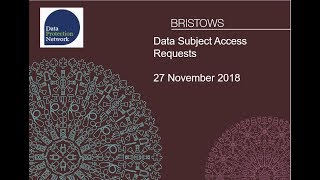 Data Subject Access Requests - 27 November 2018