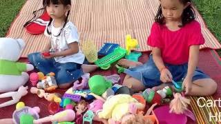 Outdoor Playground Family Fun for Kids - Kid Playing With Toy on Green Grass - Cartoon HD #11