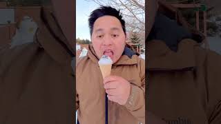 Snow ice cream prank on dad ❄️☃️❤️👧🏻🤣