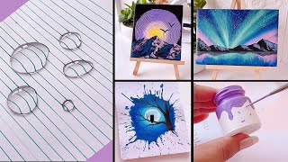 14 Easy art ideas for when you are bored || Painting hacks & Art Ideas for beginners #art #painting