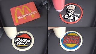 Fast Food Logo Pancake Art - BURGER KING, MCDONALD, PIZZA HUT, KFC
