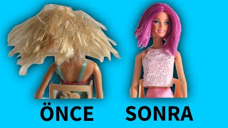 Barbie'nin Saçını Boyuyoruz Barbie Saç Bakımı Barbie Kuaförde DIY Bidünya Oyuncak