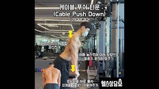 케이블 푸쉬 다운 (Cable Push Down) 영상 20초 핵심 포인트