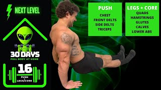 Home Dumbbell Push Legs Core Workout | 30 Days of Full Body Training At Home With Dumbbells - Day 16