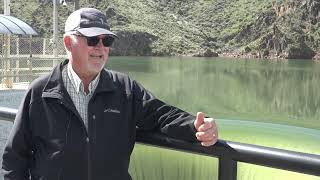 The glory hole spillway operating on top of the Owyhee Dam in Oregon