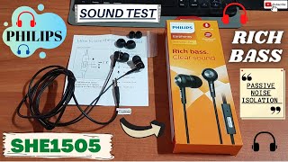 Philips SHE1505 in-Ear Rich Bass Headphone with Passive Noise Isolation Unboxing.