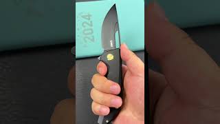 KUBEY KB368H Hyperion Frame Lock Flipper Knife Black Titanium Handle w/ Micro Milling LinesCPM-S35VN