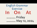 At On In | English Grammar Exercise