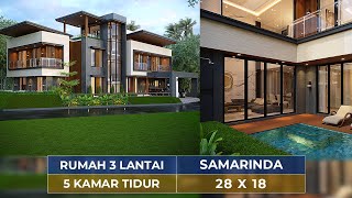 BEGINI KERENNYA DESAIN RUMAH 3 LANTAI DI SAMARINDA! IDAMAN DENGAN KOLAM RENANG!! - JASA ARSITEK