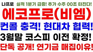 [에코프로 에코프로비엠 주가전망] 컨콜 충격! 현대차 협력! 3월말 코스피 이전 확정! 단독 공개! 연기금 매집 이유!