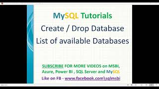 MySQL Tutorials | Create or Drop databases in MySQL