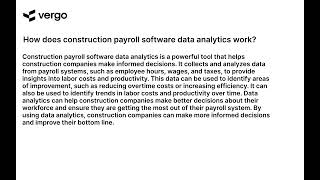 Construction Payroll Software Data Analytics Explained