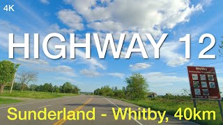 Highway 12 South (Highway 7 West) from Sunderland to Whitby Ontario, 40km