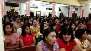 Suasana Pengamanan Gereja oleh personil Polsek Gomo