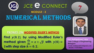 #7 | Problem#2 | Modified Euler’s method || Find 𝒚(𝟎.𝟐) using 𝒚'=𝒙+√𝒚 with 𝒚(𝟎)=𝟏, h=0.2 ||