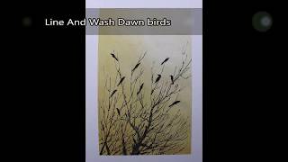 Line And Wash Dawn birds,Watercolor In Full Real Time Tutorial Easy Lesson.Nil Rocha
