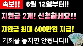 속보!! 6월 12일부터 지원금2개!! 15만원씩 최대 600만원 현금지급! 기회 놓지면 안됩니다