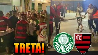 Confusão entre torcedores de Palmeiras e Flamengo antes do jogo