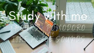 4 HOUR STUDY WITH ME 📚 || Pomodoro 50-10 🍅,  fire place sound || Study with Sabr