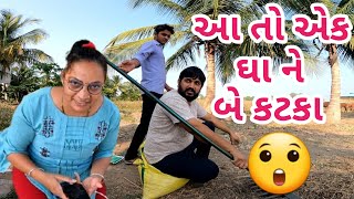 આ તો એક ઘા ને બે કટકા 😲 || Coconut Tree Farming || Village Vlog || Village Life With Pragna