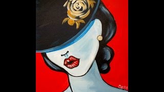 Pop art Girl with a Hat Fashion Acrylic Painting tutorial for Beginners | TheArtSherpa