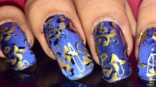 Double stamping nail art tutorial/born pretty 5D cat eye magnetic gel polish/BeautyBeam86