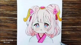 How to draw girl anime cute easy step by step | Easy step by step drawing for beginners