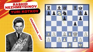 Great Game: Rashid Nezhmetdinov vs. Yuri Kotkov (Krasnodar, 1957) (Punishing Slow Play)